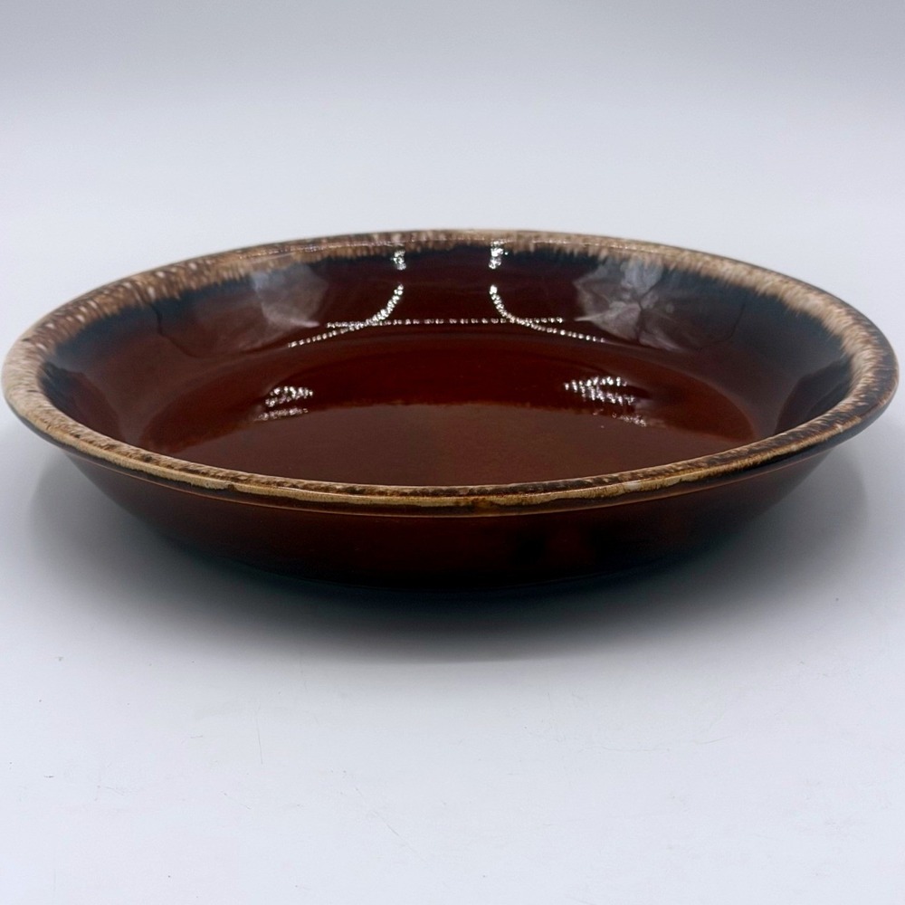 Vintage Brown Drip Glaze Pie Dish Oven Proof USA Stoneware Ceramic Baker 9 Inch
